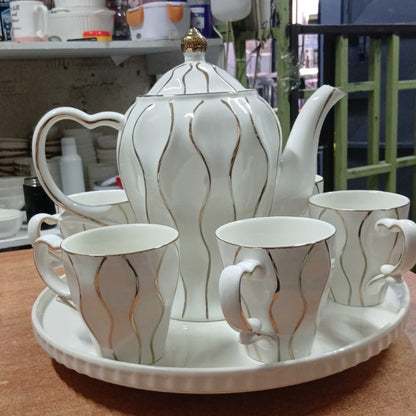 Gold White Ceramic Tea Set