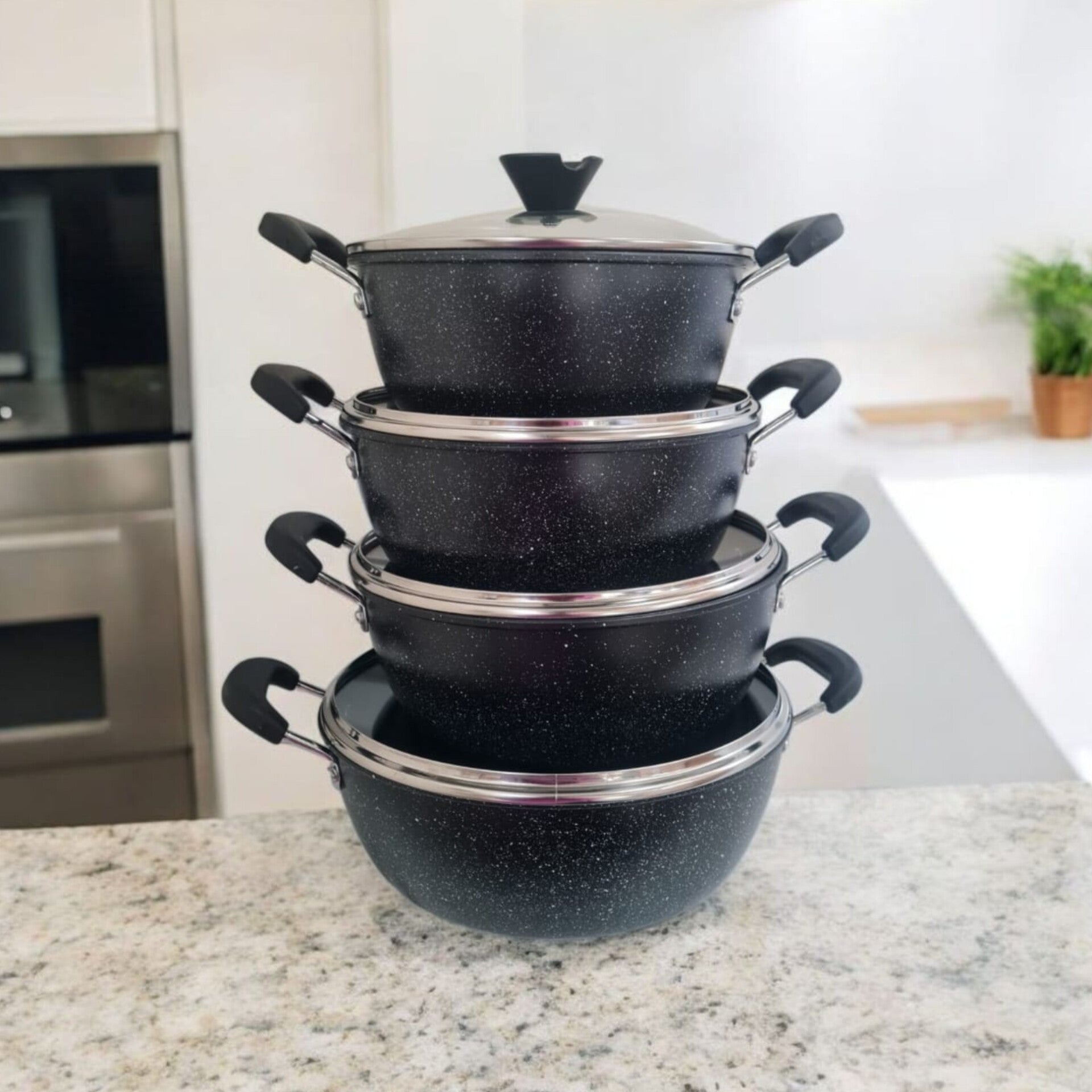 4Pc nonstick pots with lids
