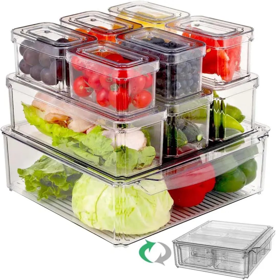 10pc Fridge Organizer Bins