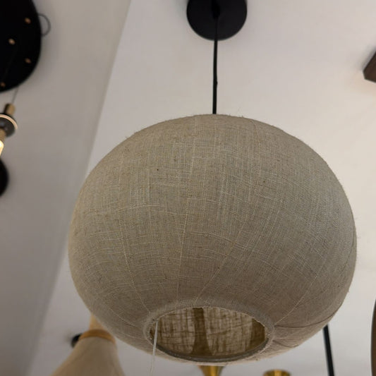 Single Sphere Linen Pendant Light with 9W LED Bulb