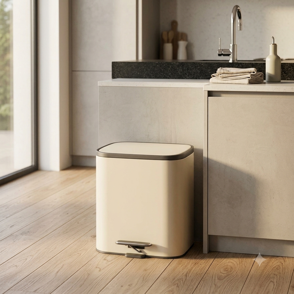 5L Rectangular Cream Pedal Push Trash Bin in Nairobi 