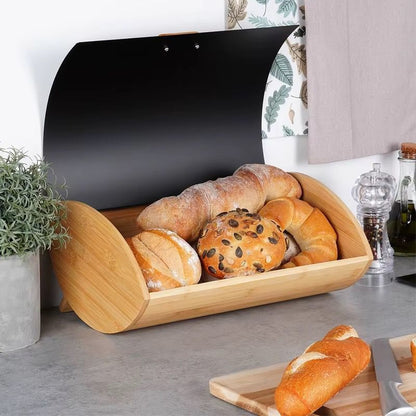 Bamboo Bread Bin with Metallic Cover Gha