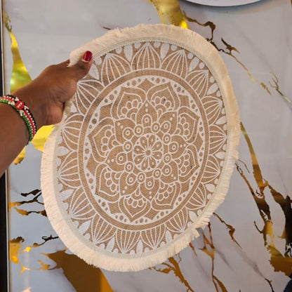 6Pcs Round Woven Jute Table Mats