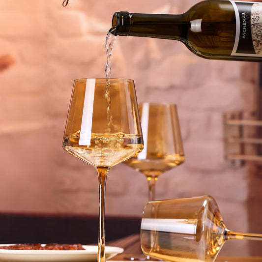 6 Golden large wine glasses