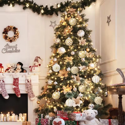 30Pc 6cm Christmas Balls Gold White