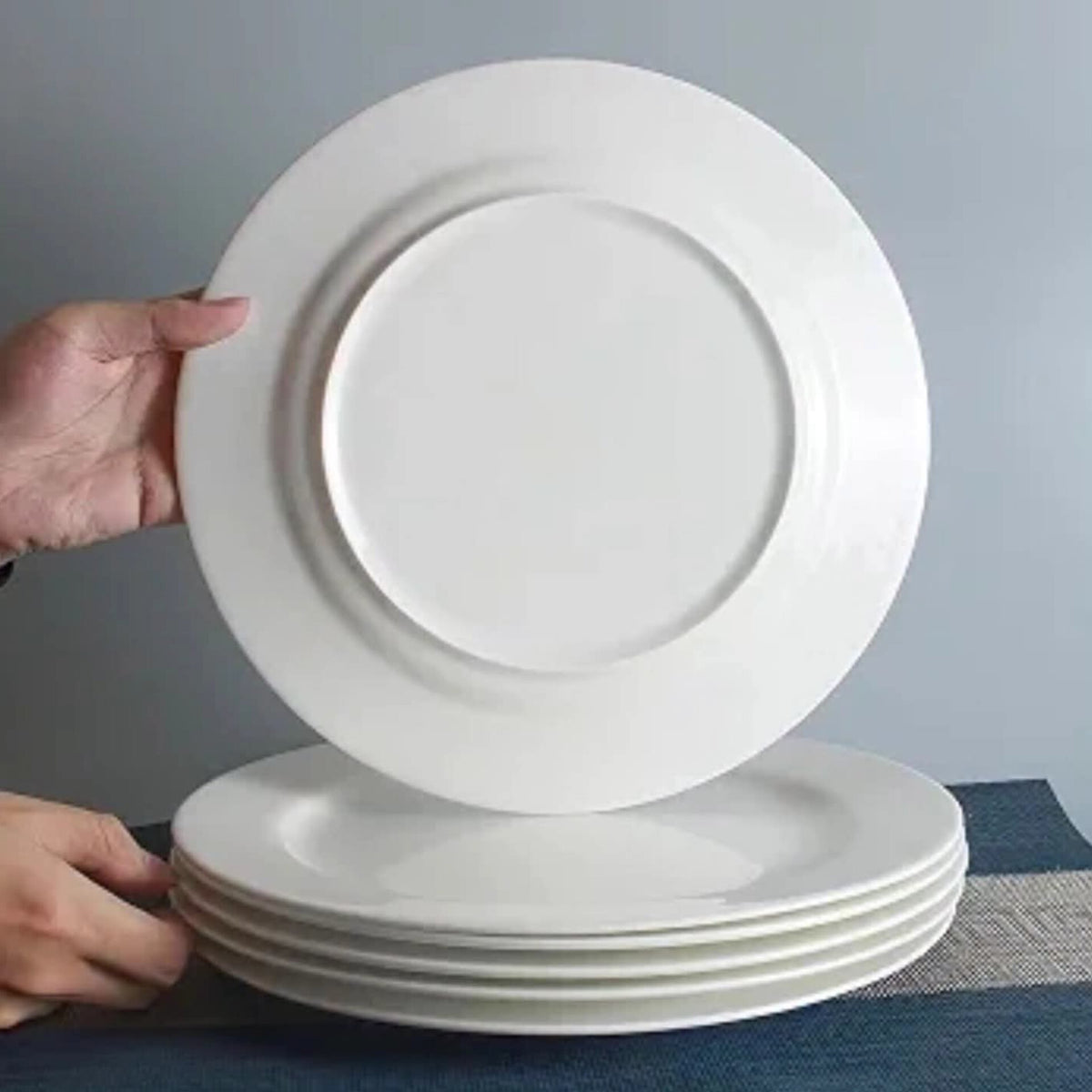6Pcs White Porcelain Round Dinner Plate Set