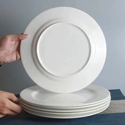 6Pcs White Porcelain Round Dinner Plate Set