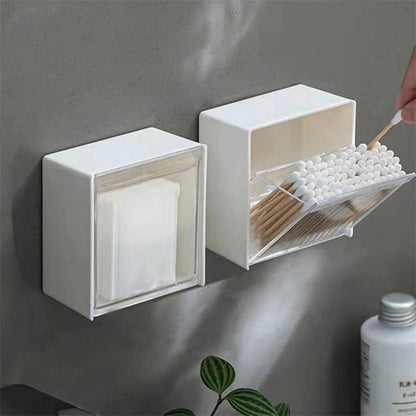 2pcs set plastic wall mounted storage dustproof bathroom organizer
