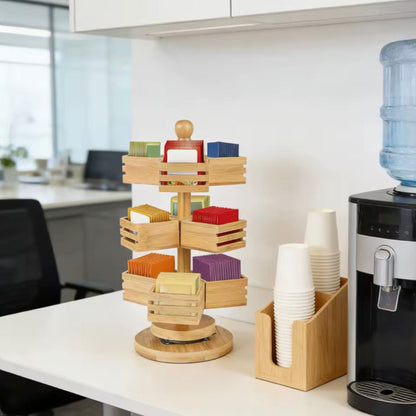 3 Tier Rotating Bamboo Tea Bag Organizer Gha