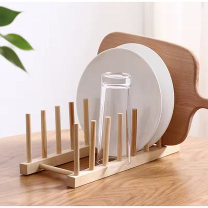 6 slots bamboo plate rack