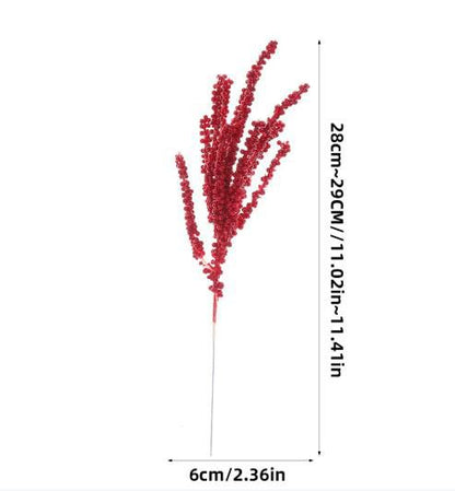 10pc Christmas Artificial Red Berry Branch DIY Wreath Berry Stem Flowers Gift Xmas Tree Ornaments Home Party Decor Flowers