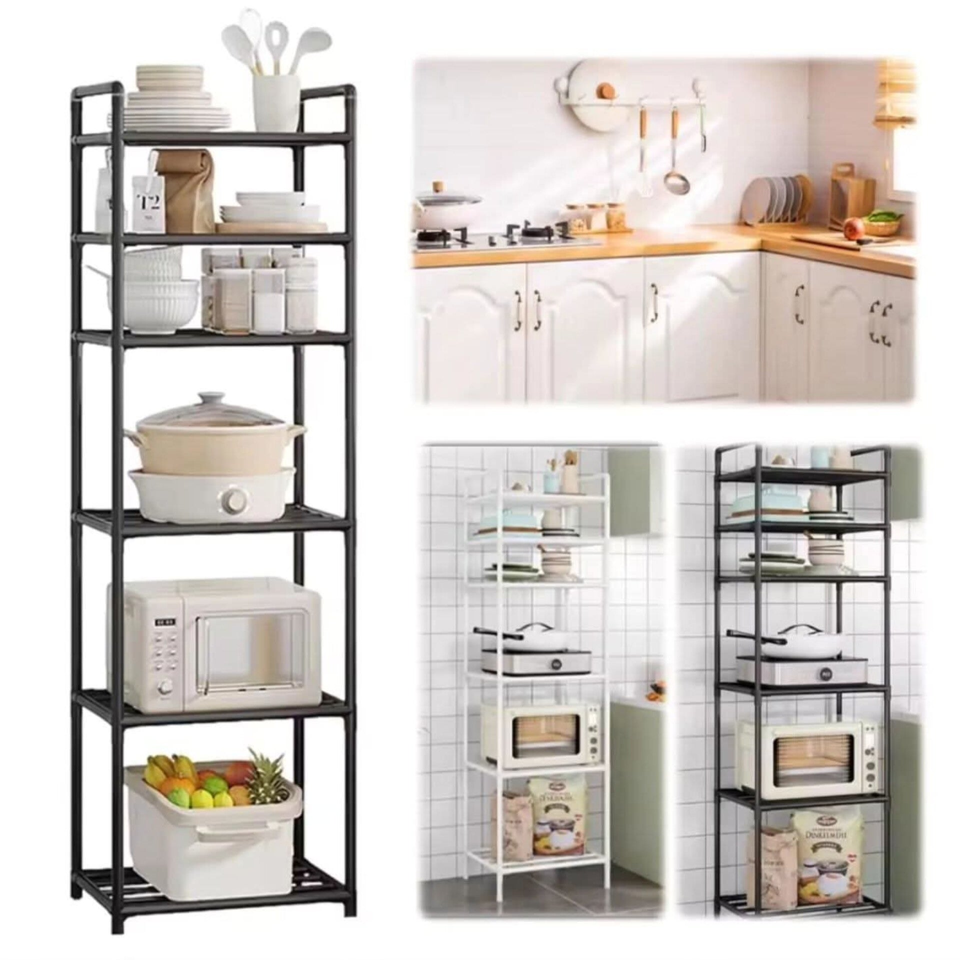 6-Tier Multifunctional Metal Storage Rack with Mesh Baskets