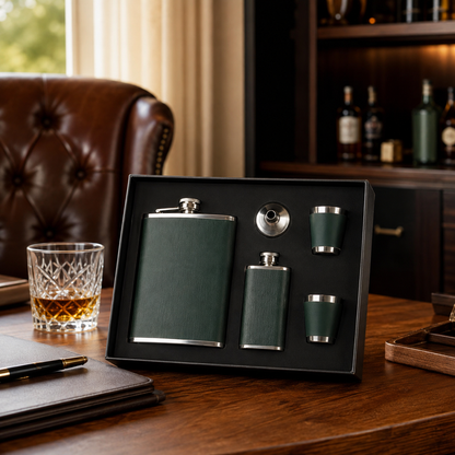 Whiskey flask bottle set