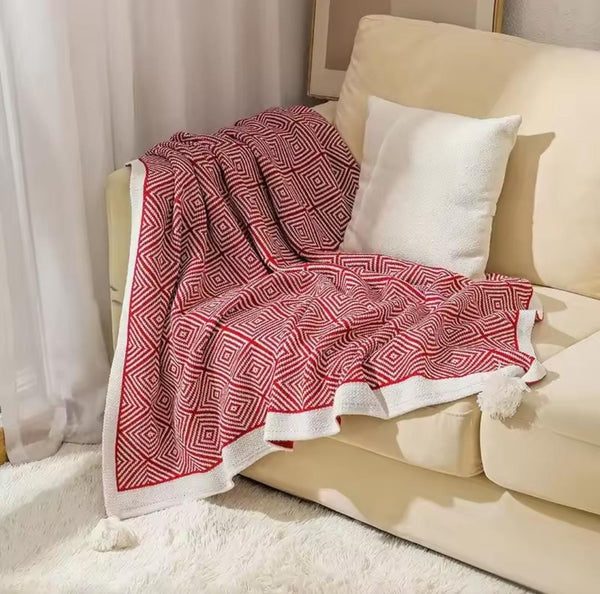 Bohemian knitted throw blanket