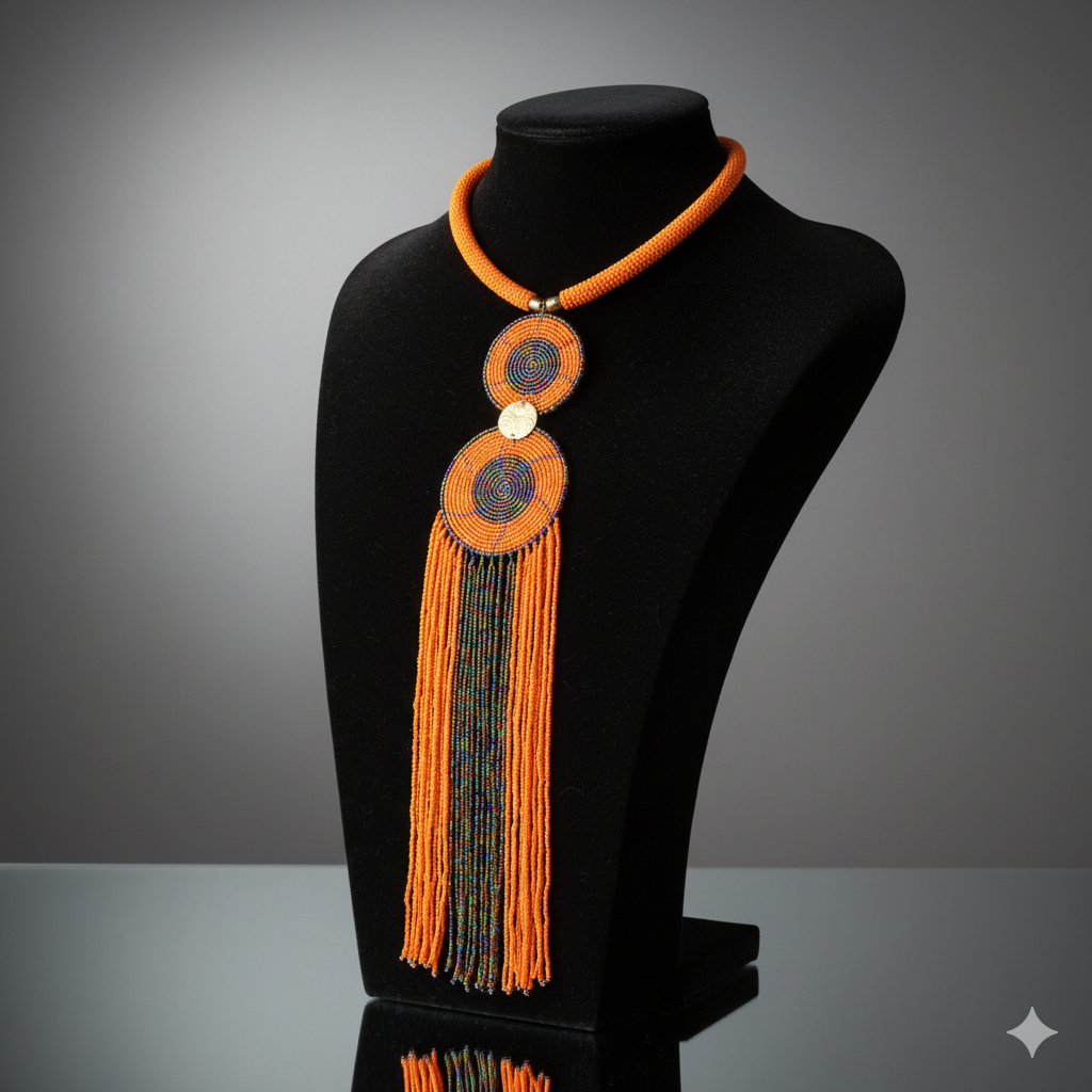 Maasai Beaded Long Pendant Necklace