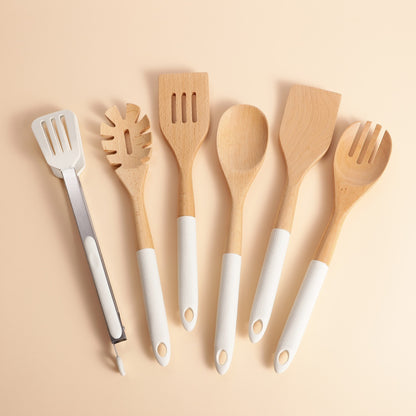 6pcs Bamboo Spoon Set with Stand