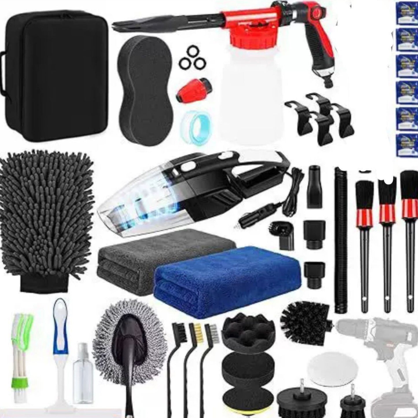 39 Piece Car Detailing Kit with Vacuum and Foam Sprayer gha