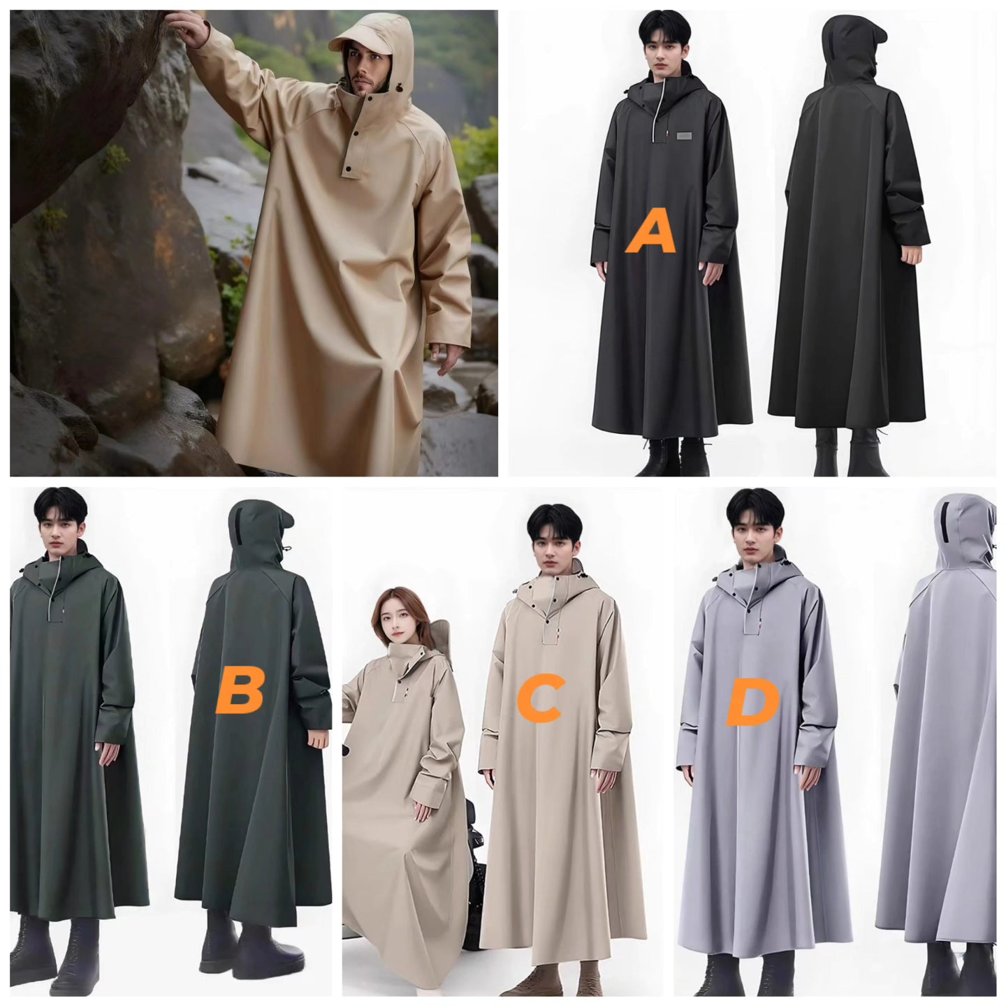 Full Length Waterproof Hooded Raincoat