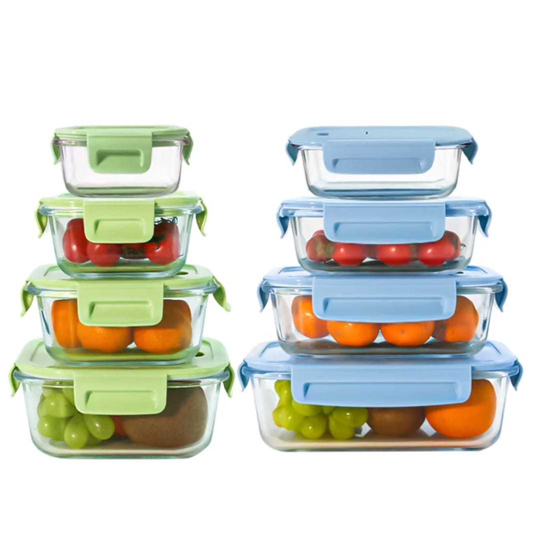 4 Pcs Glass Food Container Set