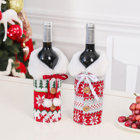 2Pc Christmas Wine Bottles