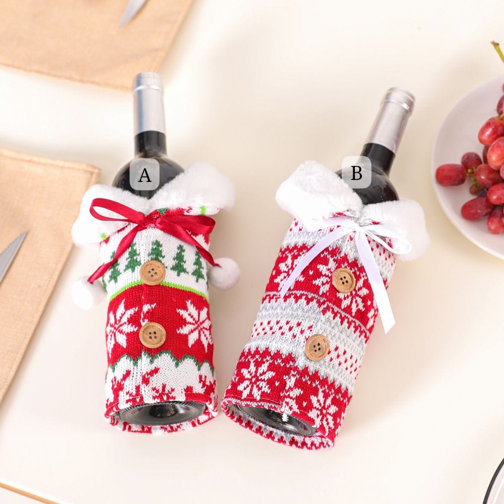 2Pc Christmas Wine Bottles