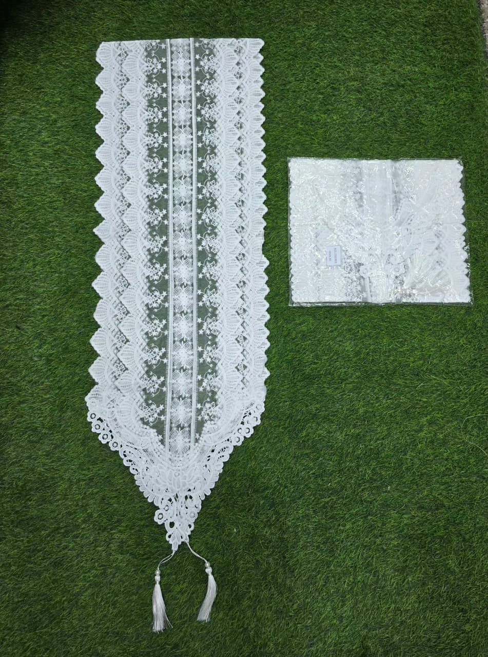 White lace table runner