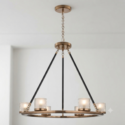 Round 24 inch Library Brass Chandelier Ceiling Light
