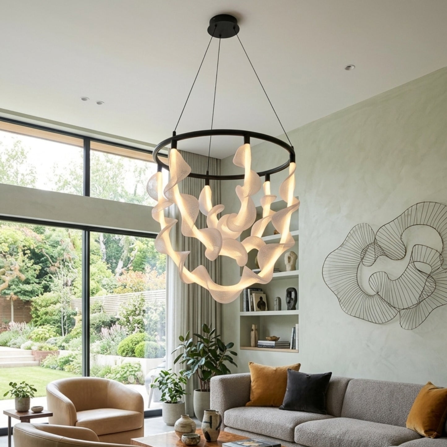 Sculptural LED Ribbon Chandelier Lamp