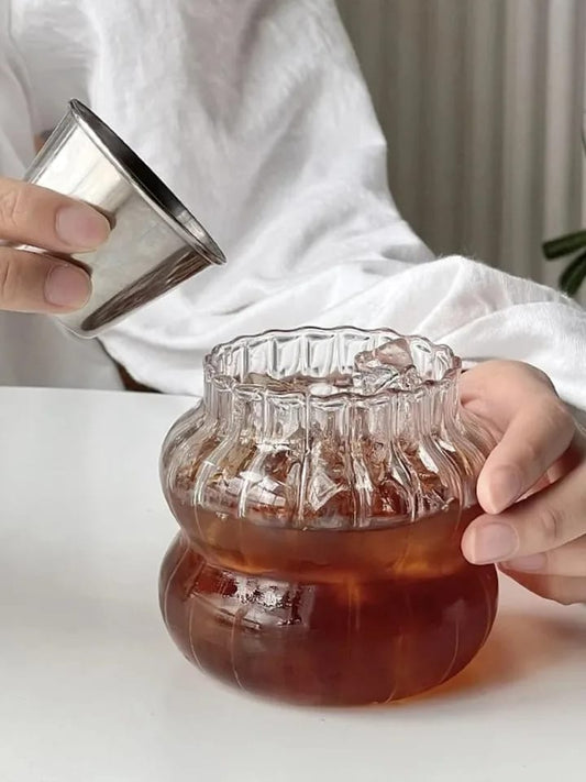 4Pc Ribbed glasses glass mug