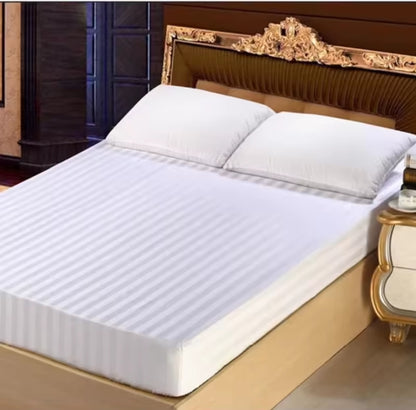 6*6 White striped bedsheet set