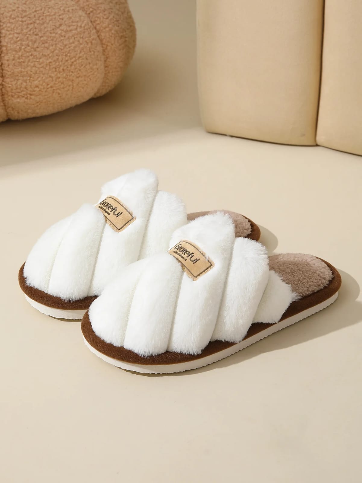 Closed Toe Fluffy Winter Home Slippers
