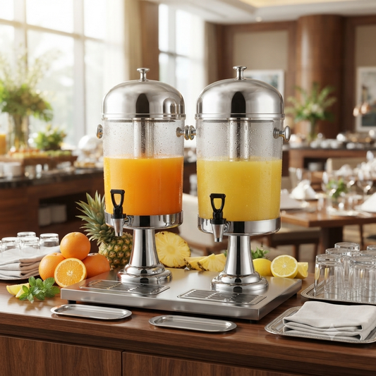 8×2 Ltr Stainless Steel Double Bowls Juice Dispenser