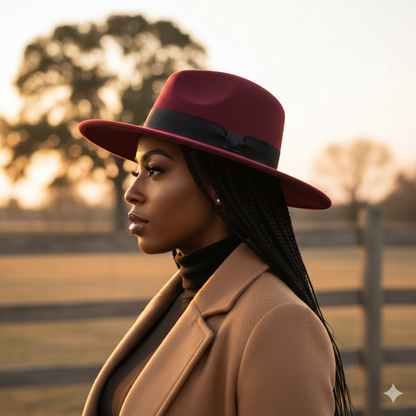 Unisex wide brim  fedora hat Gha