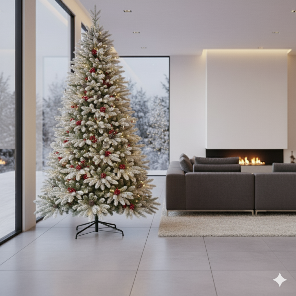 3M Snow Flocked Christmas Tree with Cones and Berries