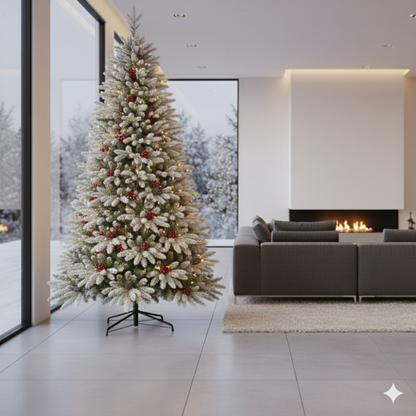 3M Snow Flocked Christmas Tree with Cones and Berries