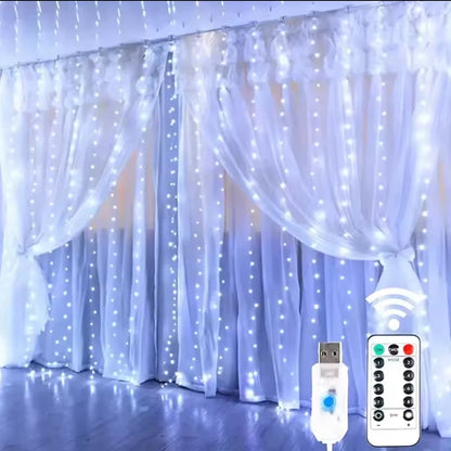 3*3M Christmas curtain lights with remote