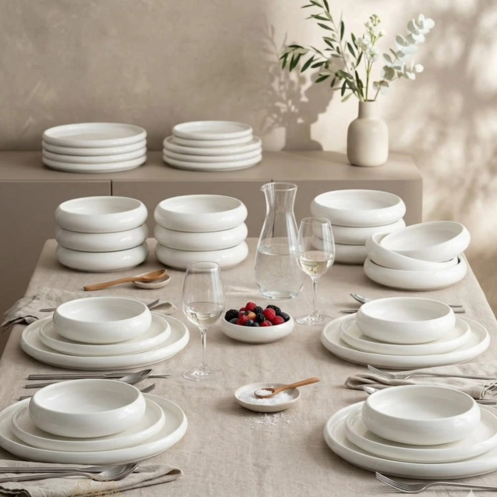 24pcs White Ceramic Dinner Set Gha