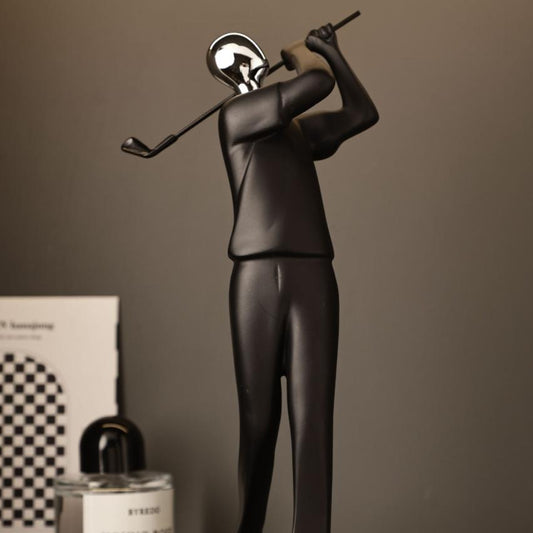 Golfer sculpture ceramic decor piece