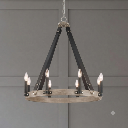 5 Light Round Wheel Metallic  Chandelier with bulbs