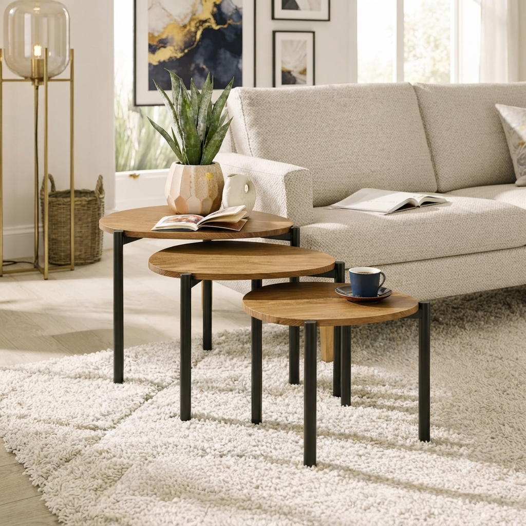 3Pcs Oblong Shaped Nesting Tables