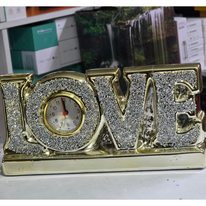 LOVE" Tabletop clock sparkling decorative timepiece