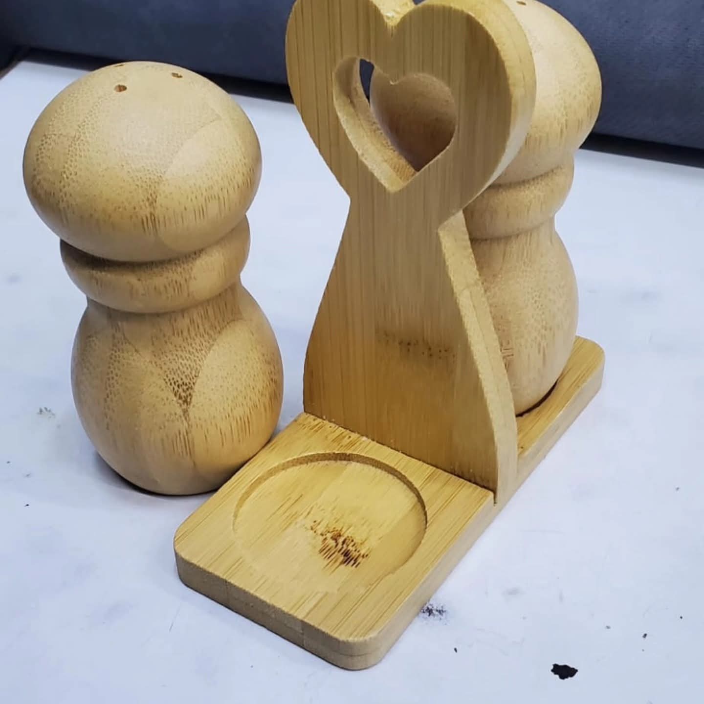 Salt and pepper shaker set with stand