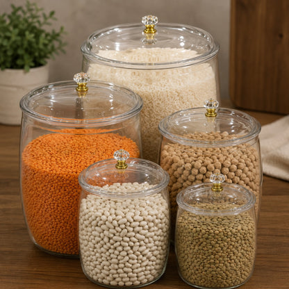 5pc Acrylic Storage Canister Set with Knobs