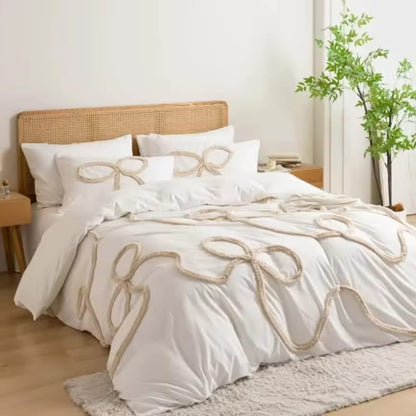 Bowknot Tufted Duvet Cover Set