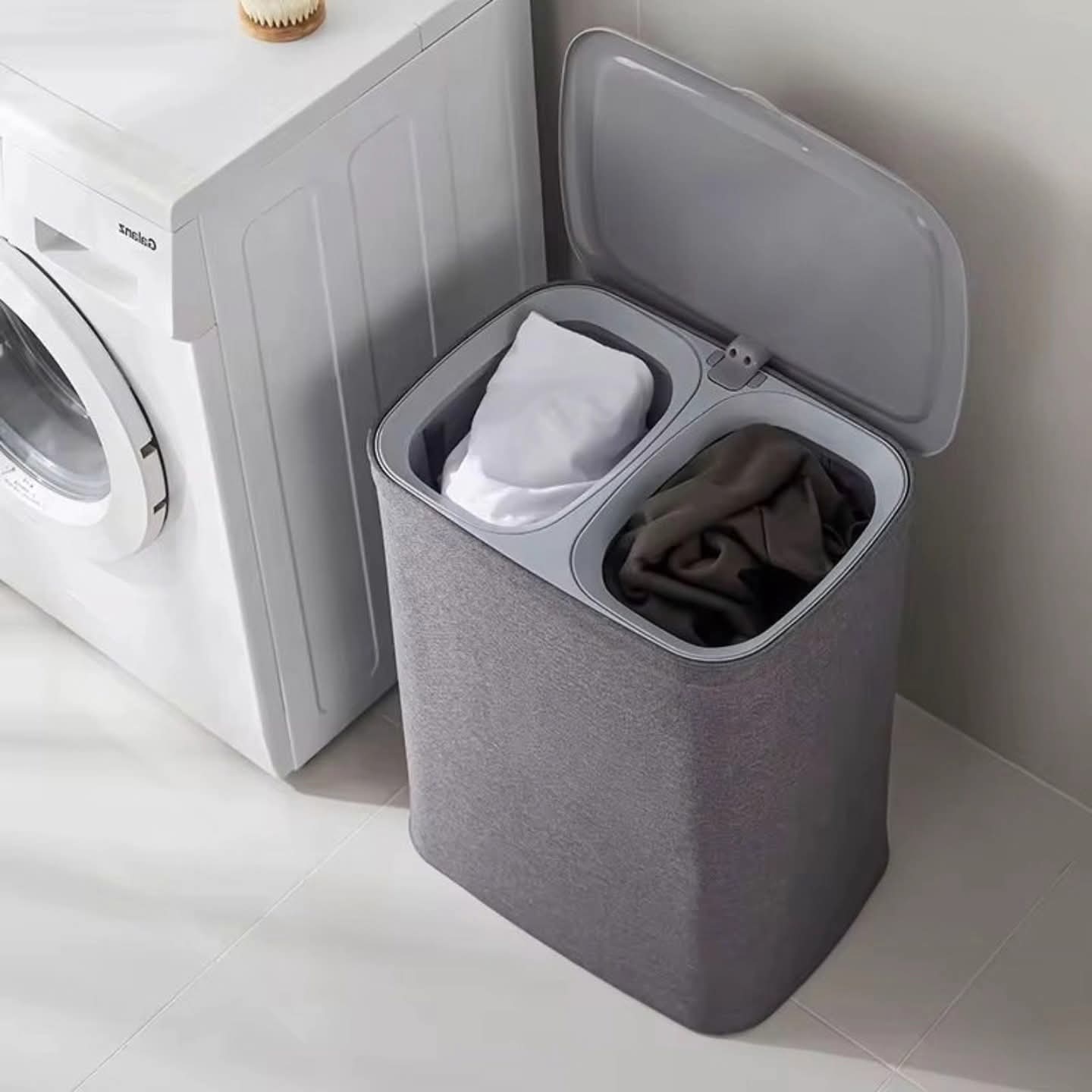 50 L partitioned, laundry / hamper/separation basket with lid -