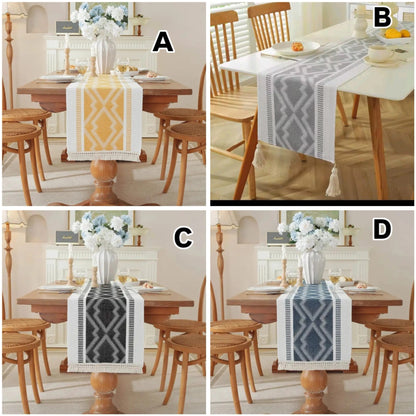 Tassel Cotton Linen Table Runner