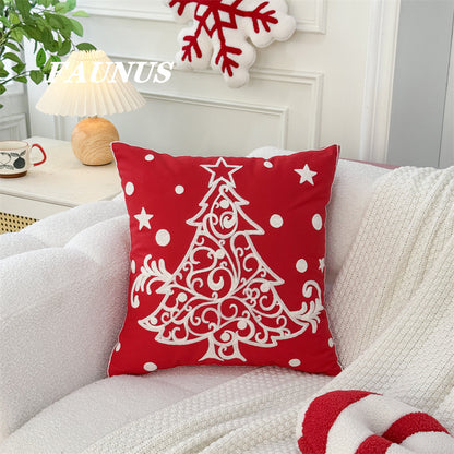 Christmas Tree Snowflake Embroidery Pillow Cover 45x45cm