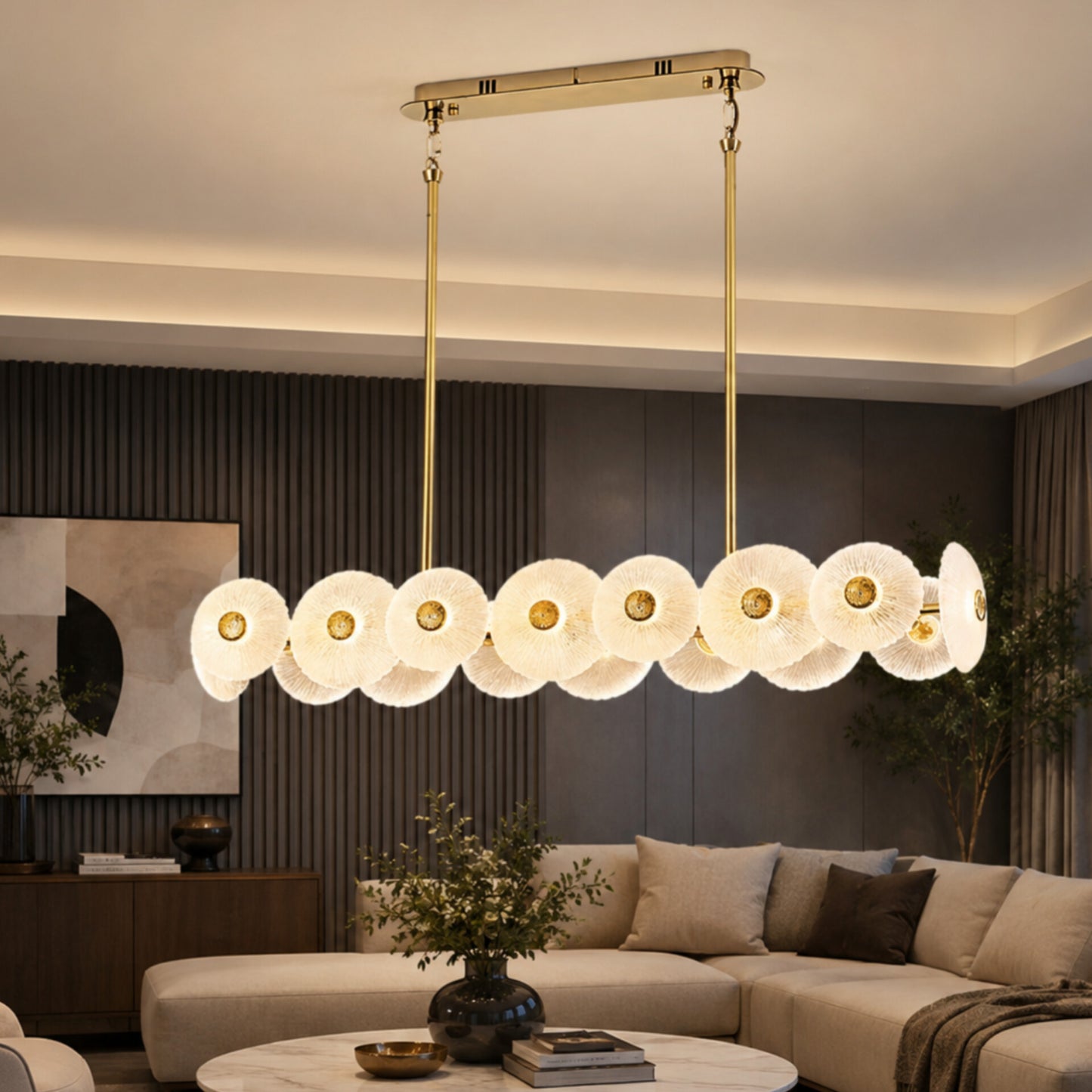 Linear Petal Chandelier Light