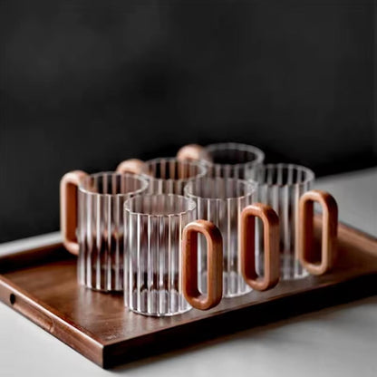 6Pcs Heat Resistant Ribbed Glass Mug Set