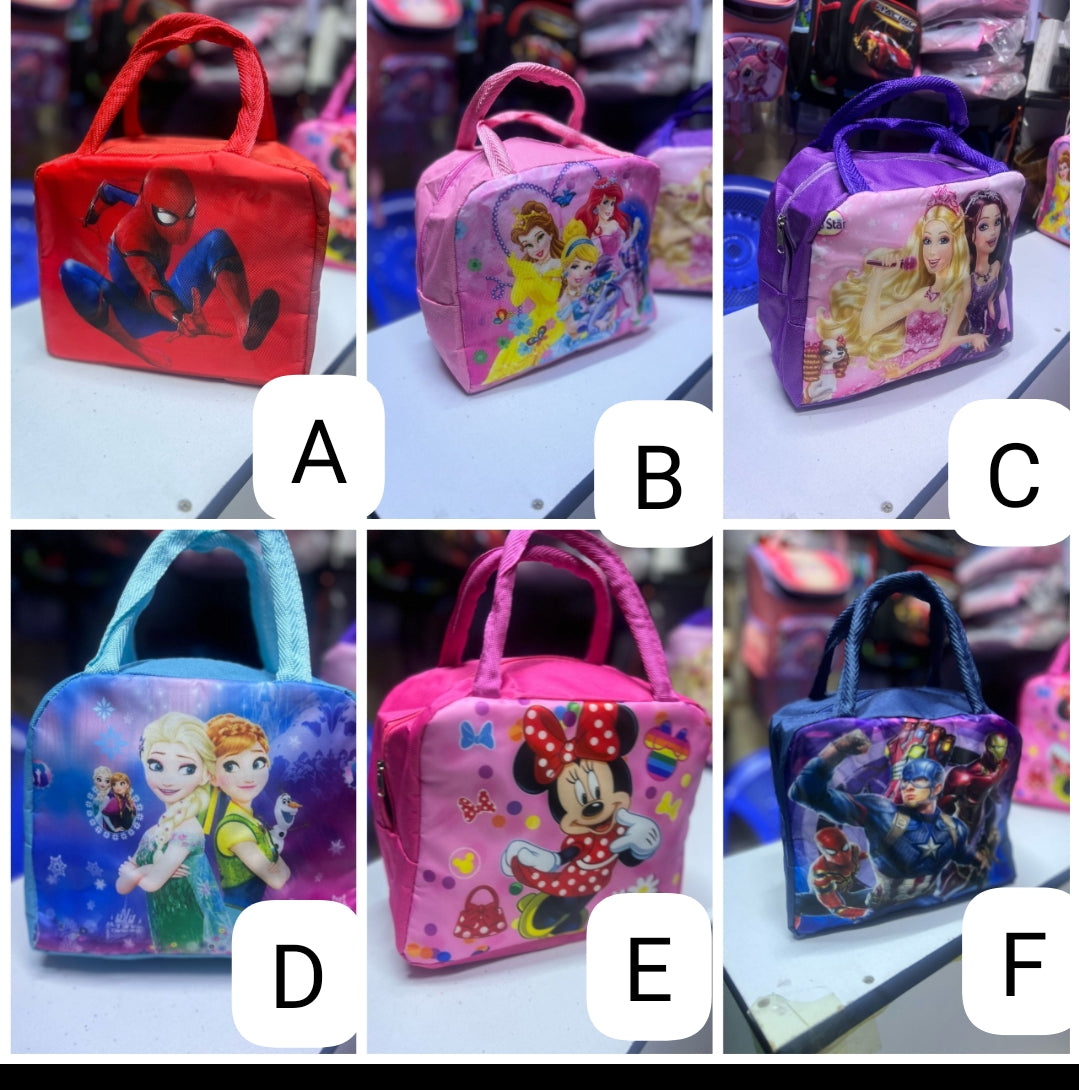 Cartoon themed kids insulated lunch bags